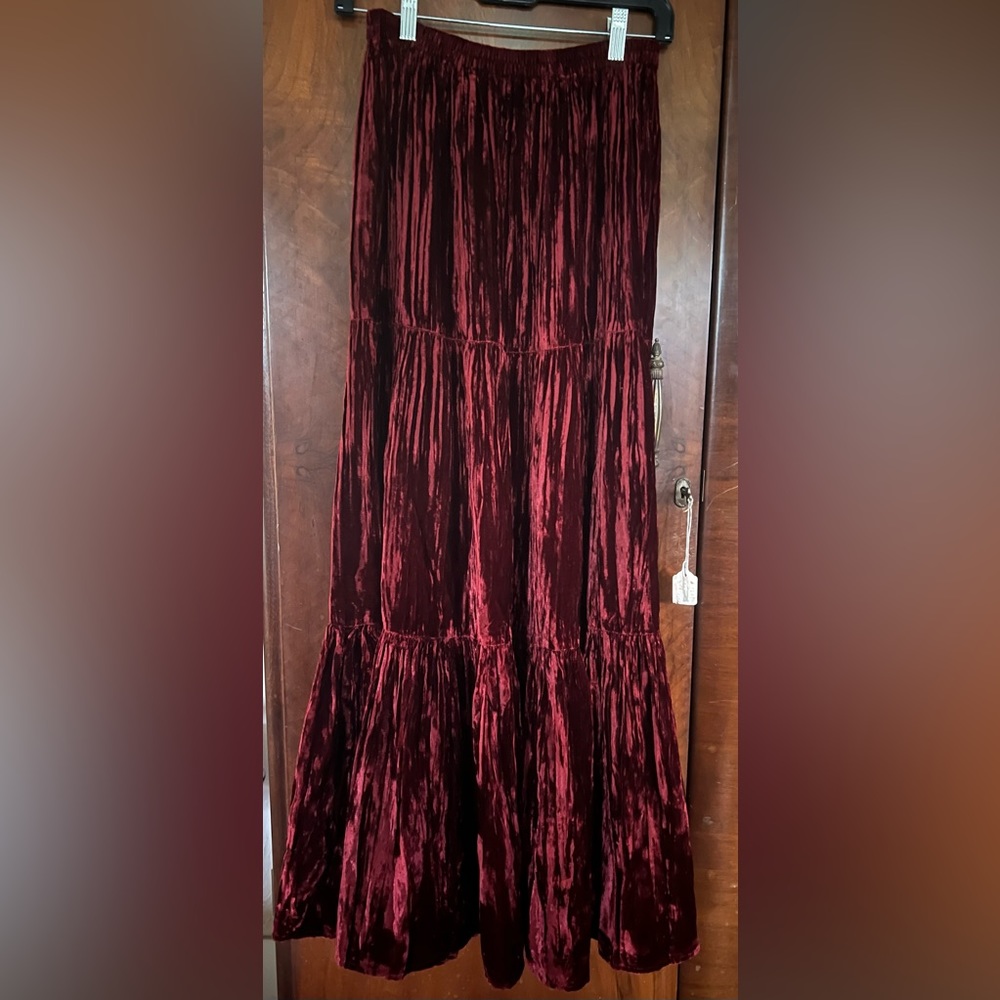 Double D Ranch Tiered Velvet Broomstick Skirt